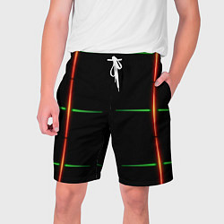 Шорты на шнурке мужские Color black green orange stripes, цвет: 3D-принт