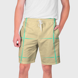 Шорты на шнурке мужские Color beige green stripes, цвет: 3D-принт