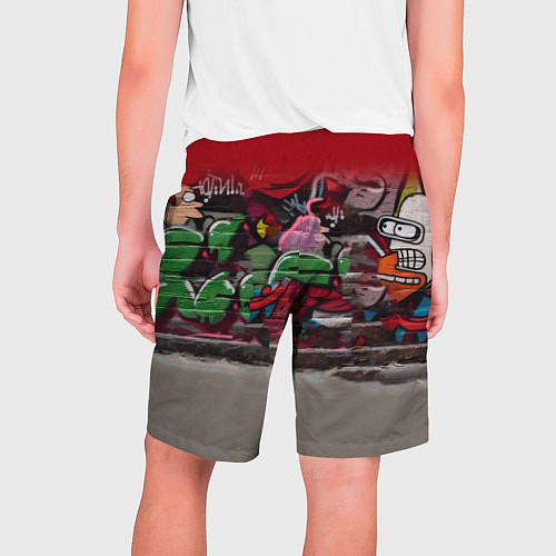 Мужские шорты Bender bending robot and Fry - ai art graffiti / 3D-принт – фото 2