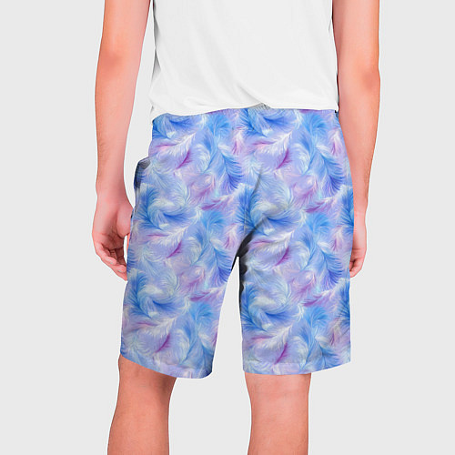 Мужские шорты Узор из голубых и сиреневых перьев / 3D-принт – фото 2