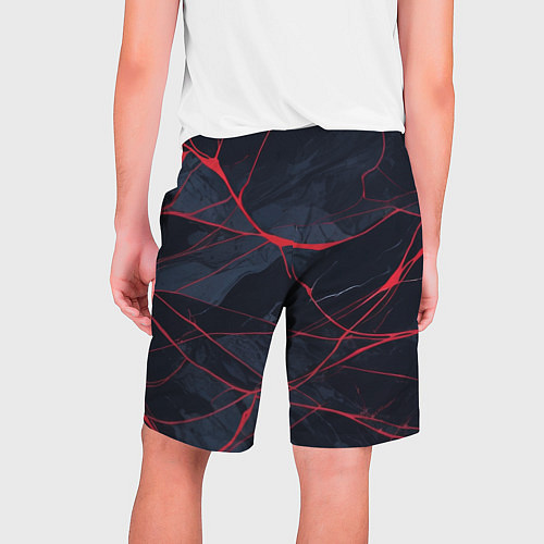 Мужские шорты Мраморные узоры из переплетений красных линий / 3D-принт – фото 2