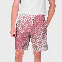 Шорты на шнурке мужские Звездная россыпь-розовый, цвет: 3D-принт