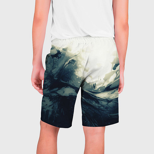 Мужские шорты Чёрно-синие абстрактные краски / 3D-принт – фото 2