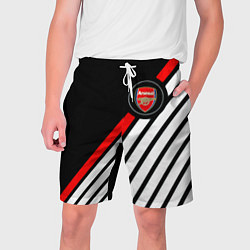 Шорты на шнурке мужские Арсенал геометрия полосы, цвет: 3D-принт