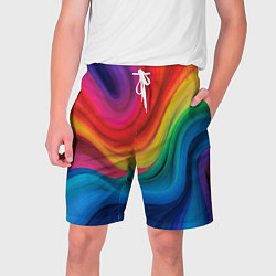 Шорты на шнурке мужские Смесь ярких красок волнистыми линиями, цвет: 3D-принт