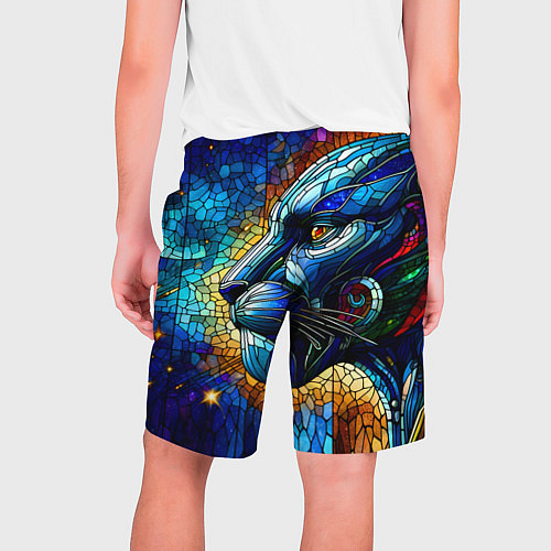 Мужские шорты Морда космической пантеры - неоновое свечение / 3D-принт – фото 2