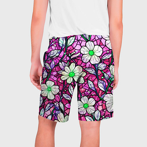 Мужские шорты Цветочный розовый витраж / 3D-принт – фото 2
