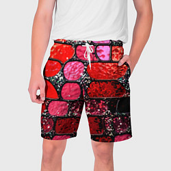 Шорты на шнурке мужские Рубиновый красный витражные плитки, цвет: 3D-принт
