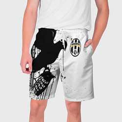 Шорты на шнурке мужские Ювентус черная птица краски, цвет: 3D-принт