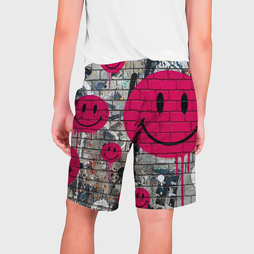 Мужские шорты Розовые смайлы граффити / 3D-принт – фото 2