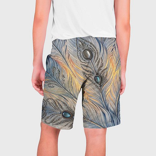 Мужские шорты Синие перья с самоцветами / 3D-принт – фото 2