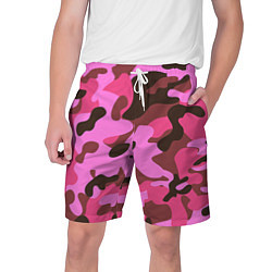 Шорты на шнурке мужские Камуфляж: розовый/коричневый, цвет: 3D-принт