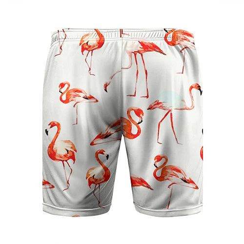 Мужские спортивные шорты Оранжевые фламинго / 3D-принт – фото 2