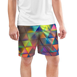 Шорты спортивные мужские Разноцветные треугольники, цвет: 3D-принт — фото 2