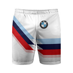 Шорты спортивные мужские BMW БМВ WHITE, цвет: 3D-принт