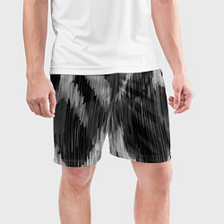 Шорты спортивные мужские Черно-белая штриховка, цвет: 3D-принт — фото 2