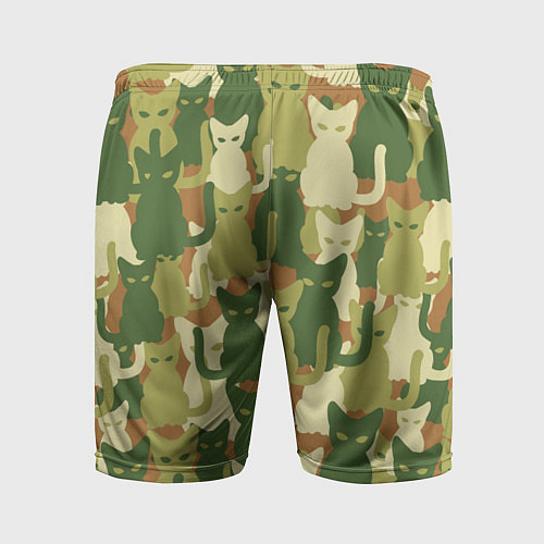 Мужские спортивные шорты Камуфляж- зелёные кошки / 3D-принт – фото 2
