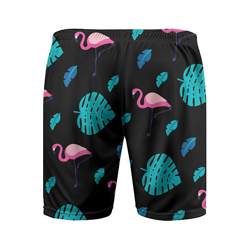 Мужские спортивные шорты Ночные фламинго / 3D-принт – фото 2