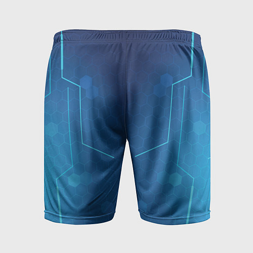 Мужские спортивные шорты PUBG: Blue Hexagons / 3D-принт – фото 2