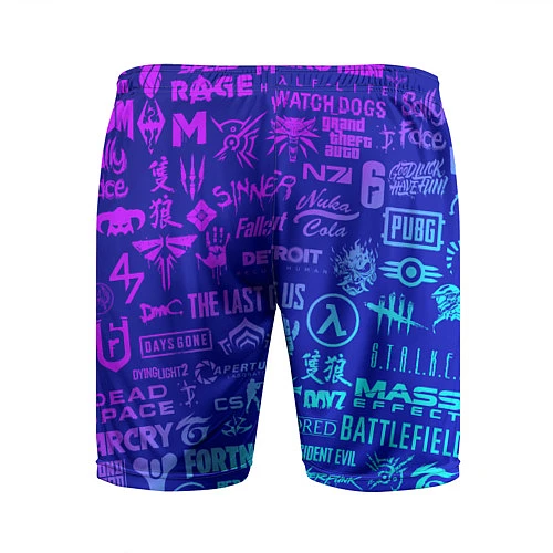 Мужские спортивные шорты Неоновые геймерские лого / 3D-принт – фото 2