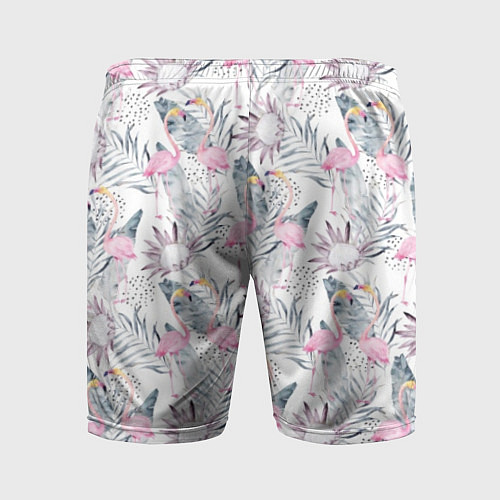 Мужские спортивные шорты Тропические фламинго / 3D-принт – фото 2