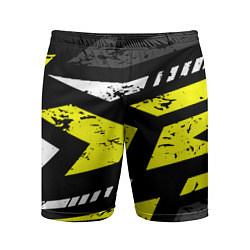 Шорты спортивные мужские Black yellow abstract sport style, цвет: 3D-принт
