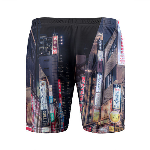 Мужские спортивные шорты Ночной Токио / 3D-принт – фото 2