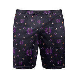 Мужские спортивные шорты Фиолетовые розы на темном фоне