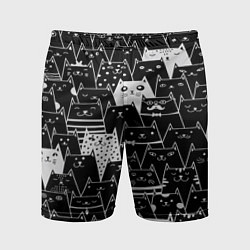 Шорты спортивные мужские КОТЫ BLACK, цвет: 3D-принт