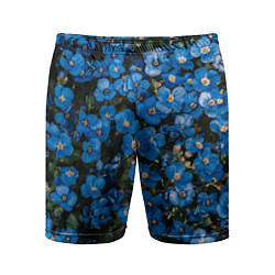 Шорты спортивные мужские Поле синих цветов фиалки лето, цвет: 3D-принт