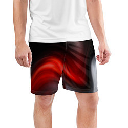 Шорты спортивные мужские BLACK RED WAVES АБСТРАКЦИЯ, цвет: 3D-принт — фото 2