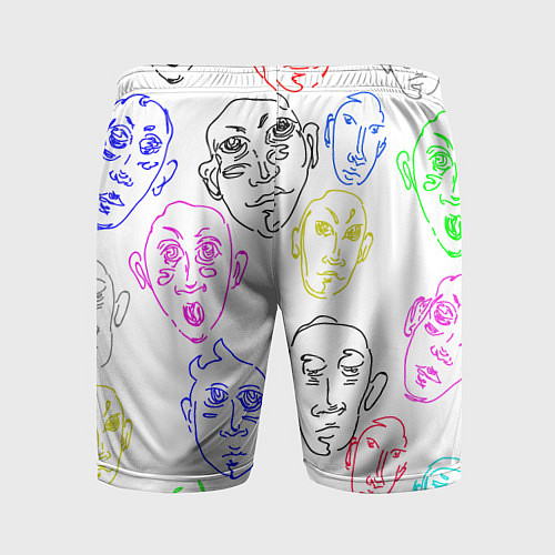 Мужские спортивные шорты Цветные лица / 3D-принт – фото 2
