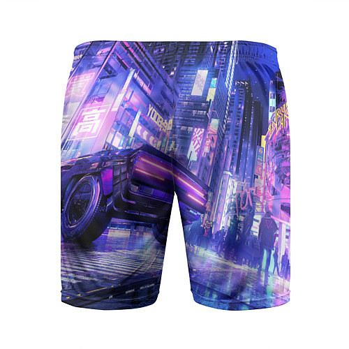 Мужские спортивные шорты Cyberpunk city / 3D-принт – фото 2