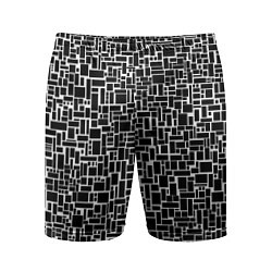Шорты спортивные мужские Геометрия ЧБ Black & white, цвет: 3D-принт
