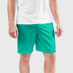 Шорты спортивные мужские Бискайский зеленый без рисунка, цвет: 3D-принт — фото 2