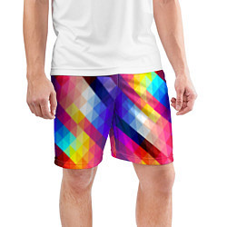 Шорты спортивные мужские Пиксельная радуга, цвет: 3D-принт — фото 2