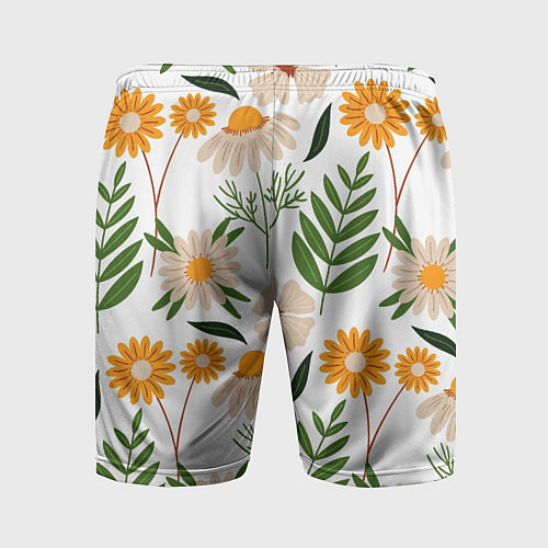 Мужские спортивные шорты Цветы и листья / 3D-принт – фото 2