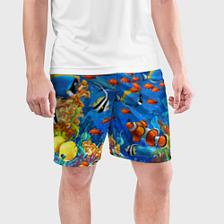 Шорты спортивные мужские Коралловые рыбки, цвет: 3D-принт — фото 2