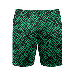 Шорты спортивные мужские Абстрактный зелено-черный узор, цвет: 3D-принт
