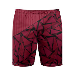 Шорты спортивные мужские Красный комбинированный узор, цвет: 3D-принт