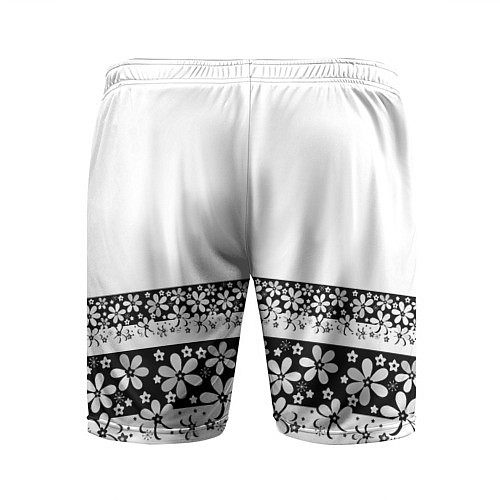 Мужские спортивные шорты Черно-белый цветочный принт / 3D-принт – фото 2