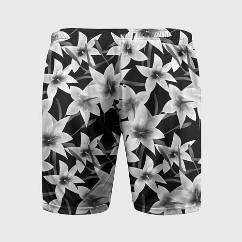 Мужские спортивные шорты Лилии черно-белые / 3D-принт – фото 2