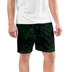 Шорты спортивные мужские Темно-зеленый мраморный узор, цвет: 3D-принт — фото 2
