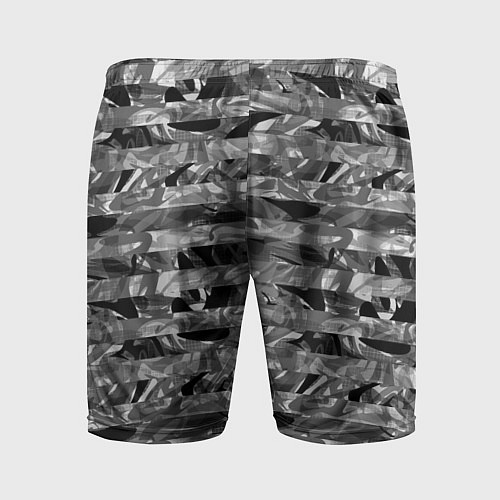 Мужские спортивные шорты Черно -белый полосатый узор / 3D-принт – фото 2