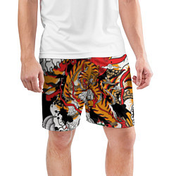 Шорты спортивные мужские Самурайский тигр, цвет: 3D-принт — фото 2