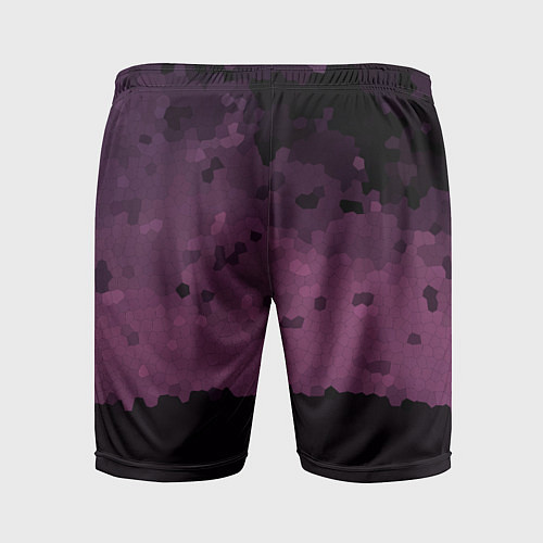 Мужские спортивные шорты Мозаичный узор в черно бордовом цвете / 3D-принт – фото 2
