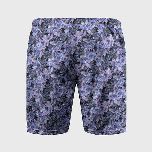 Мужские спортивные шорты Сине-фиолетовый цветочный узор / 3D-принт – фото 2