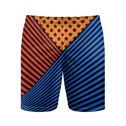 Шорты спортивные мужские Комбинированный полосатый узор, цвет: 3D-принт