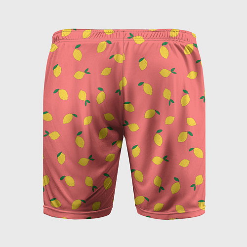 Мужские спортивные шорты Лимоны на кораловом / 3D-принт – фото 2