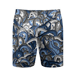 Шорты спортивные мужские Синий камуфляж с щупальцами, цвет: 3D-принт